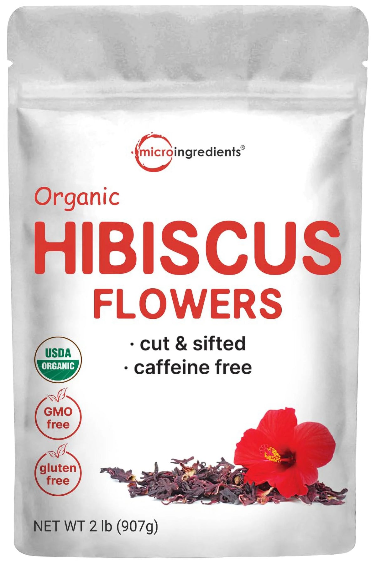 Organic Hibiscus Flowers, 2lbs, Cut & Sifted Dried Leaves U7423