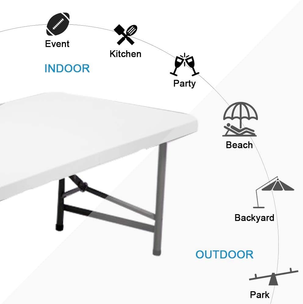 Portable Folding Camping Table 4ft Heavy Duty Plastic E934877