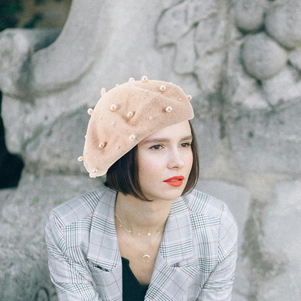 Beige Cashmere Wool Beret K911