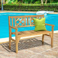 Foldable Patio Bench with Backrest and Armrest S29716