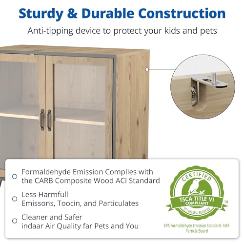 Buffet Sideboard Cabinet with 2 Acrylic Doors and Adjustable Shelf Y811