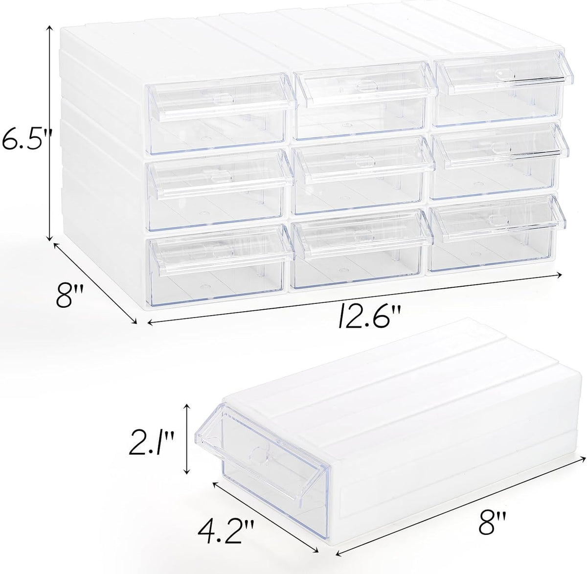 9 Pack Plastic Desktop Drawer Storage Cabinet with 21 PCS Clear Dividers K713939