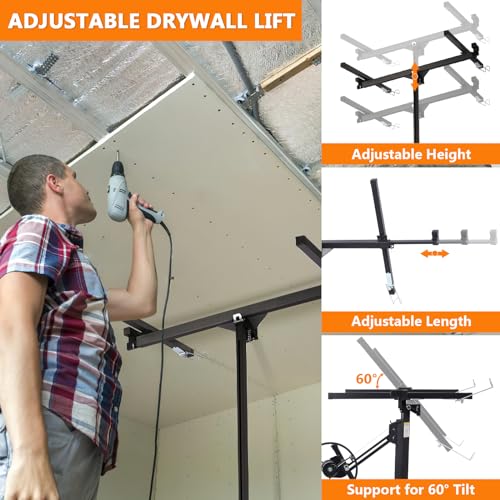 Drywall Lift 11FT 150LBS Heavy Duty 360° Adjustable Black A606791