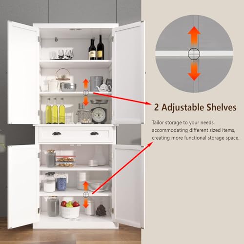 50" LED Kitchen Pantry Storage Cabinet with 2 Doors and Shelves S733156