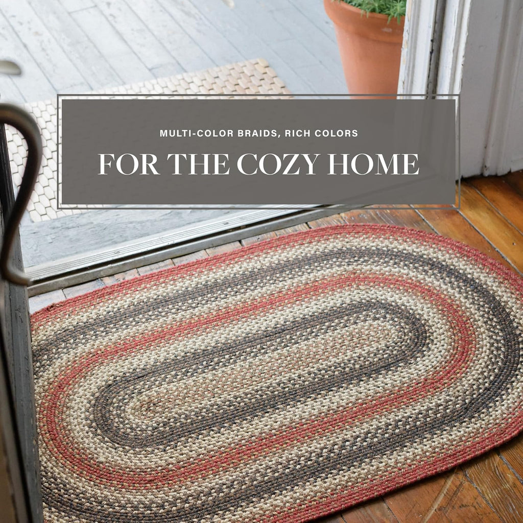 Red Braided Rugs 27x45 Oval F104