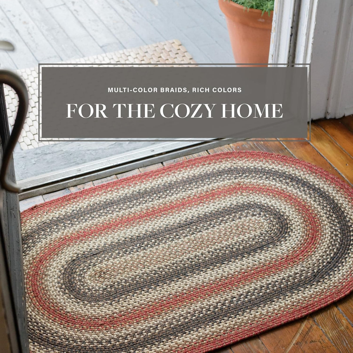 Red Braided Rugs 27x45 Oval F104