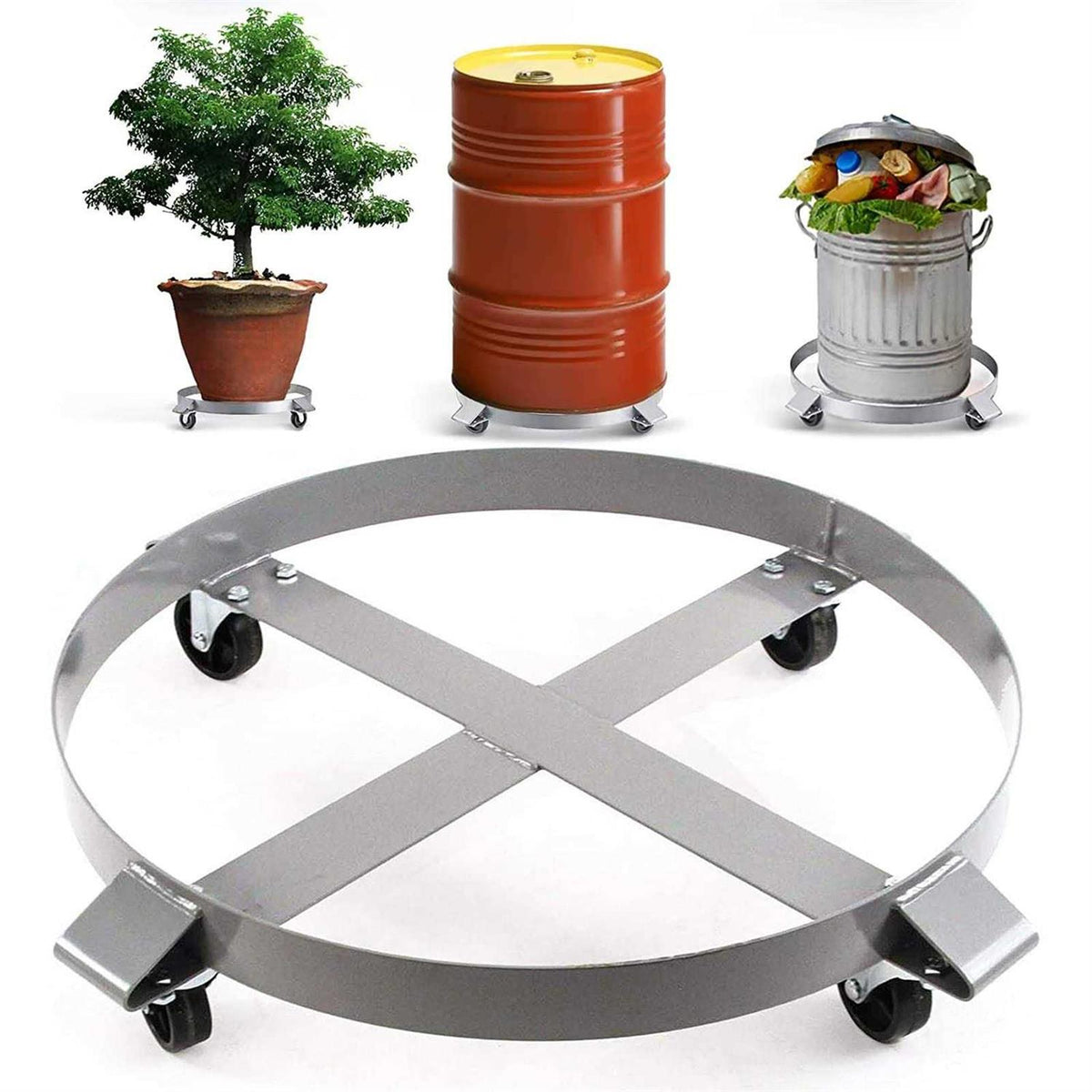 Heavy Duty Drum Dolly 55 Gallon Swivel Casters Steel Frame Dolly Cart R819