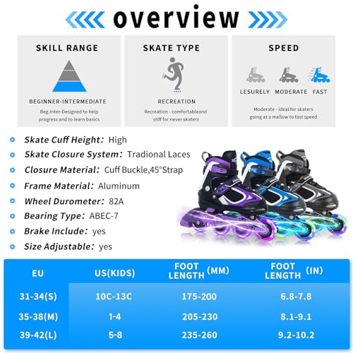 Adjustable Inline Skates with Light up Wheels R5438
