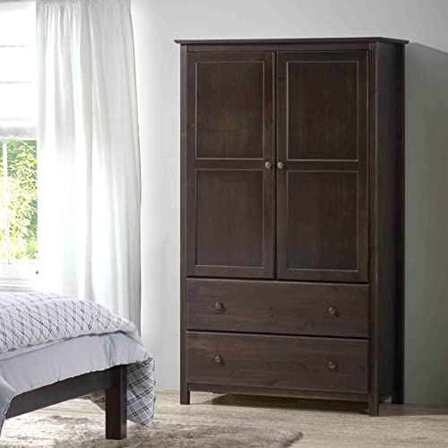 Solid Wood 2-Door Wardrobe with Walnut Finish P59855