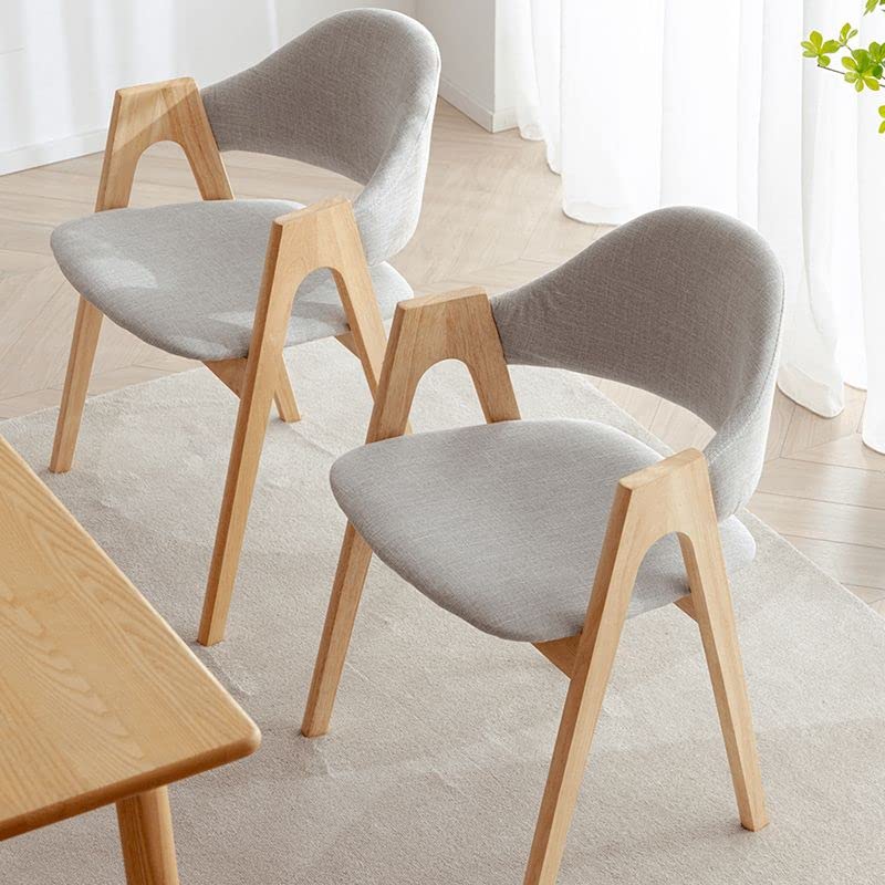 4-Piece Upholstered Arm Chair Natural Wood Side Chair H9325