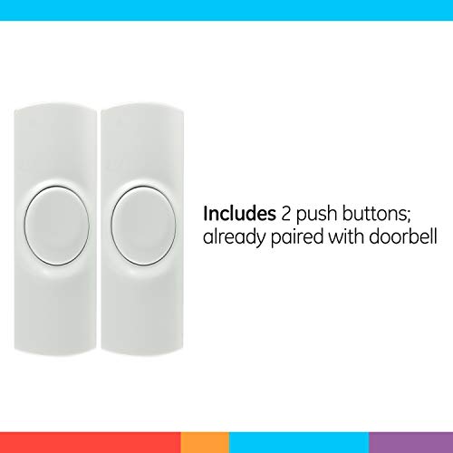 White Wireless Doorbell Kit with 2 Push Buttons and 8 Melodies L313639