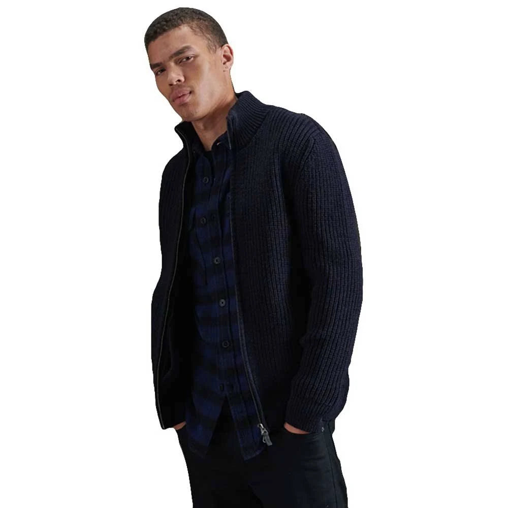 Navy Zip Through Cardigan W12351