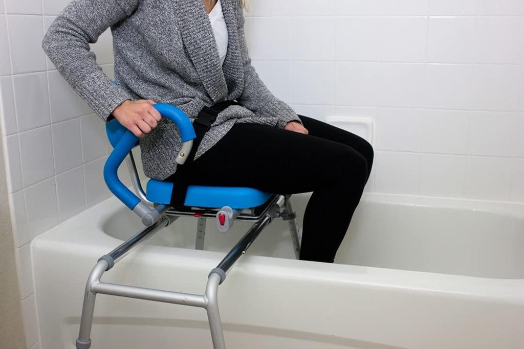 Blue Sliding Shower Chair Transfer Bench with Swivel Seat B947