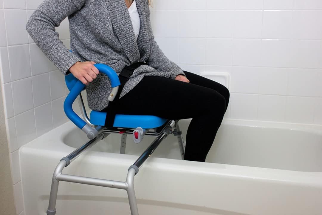 Blue Sliding Shower Chair Transfer Bench with Swivel Seat B947