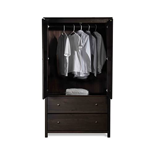 Solid Wood 2-Door Wardrobe with Walnut Finish P59855