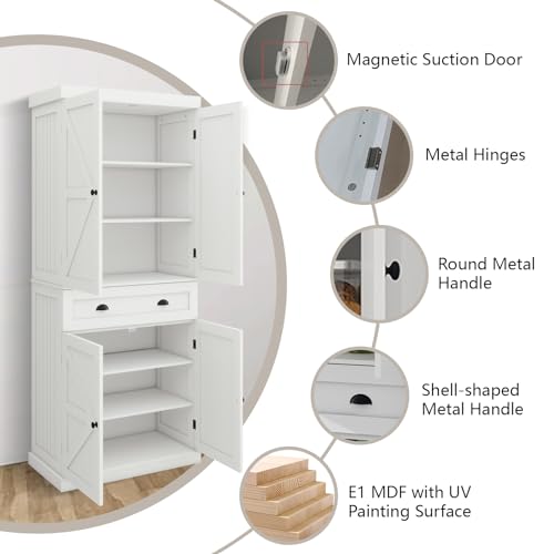 50" LED Kitchen Pantry Storage Cabinet with 2 Doors and Shelves S733156
