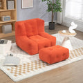 White Microfiber Memory Foam Bean Bag Chair with Footstool I131785
