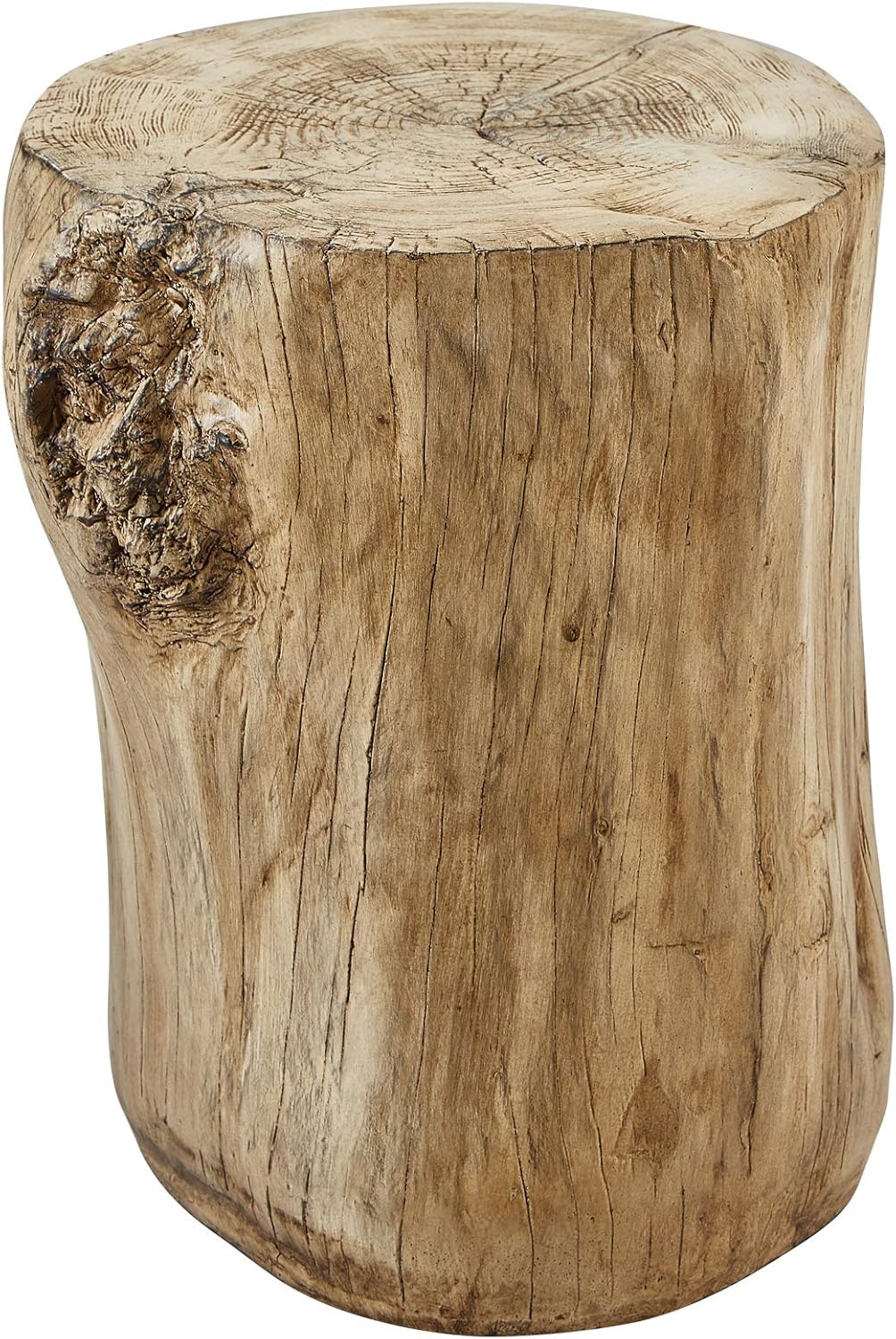 Faux Wood Stump Stool Accent Table Brown Set of 1 P2166