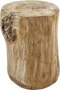 Faux Wood Stump Stool Accent Table Brown Set of 1 P2166