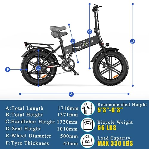 1000W 48V 20AH Removable Battery 7-Speed 20" x4.0 Fat Tire Electric Folding Bike T1262