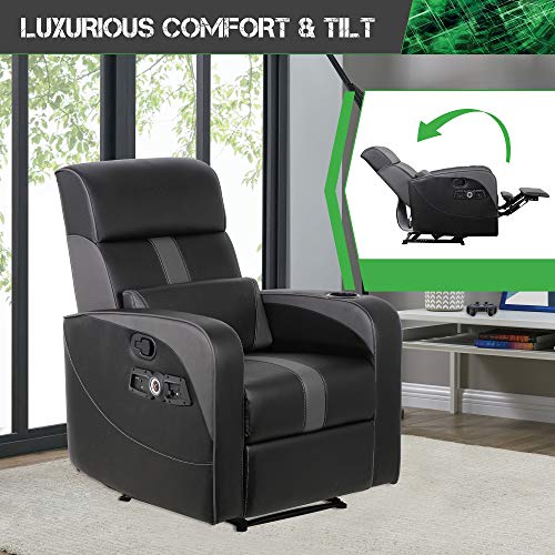 Black Recliner Gaming Chair with Bluetooth Audio System and Footrest K9289