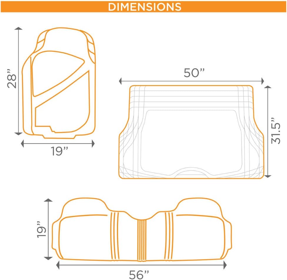 All Weather Rubber Car Floor Mats with Cargo Liner Full Set O271