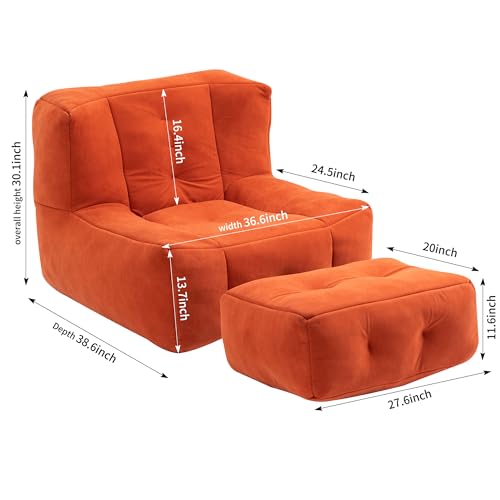 White Microfiber Memory Foam Bean Bag Chair with Footstool I131785