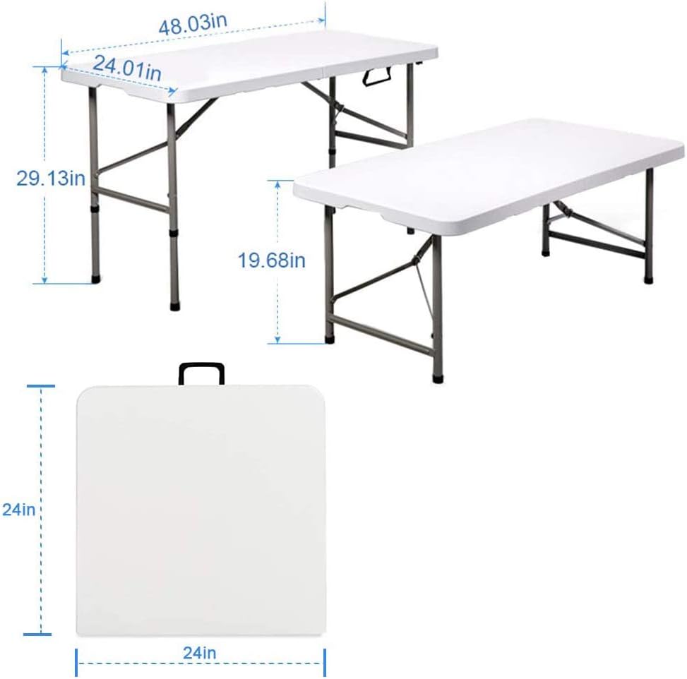 Portable Folding Camping Table 4ft Heavy Duty Plastic E934877