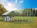 Metal Chicken Coop Galvanized Steel Walk-in Poultry Cage Z977848
