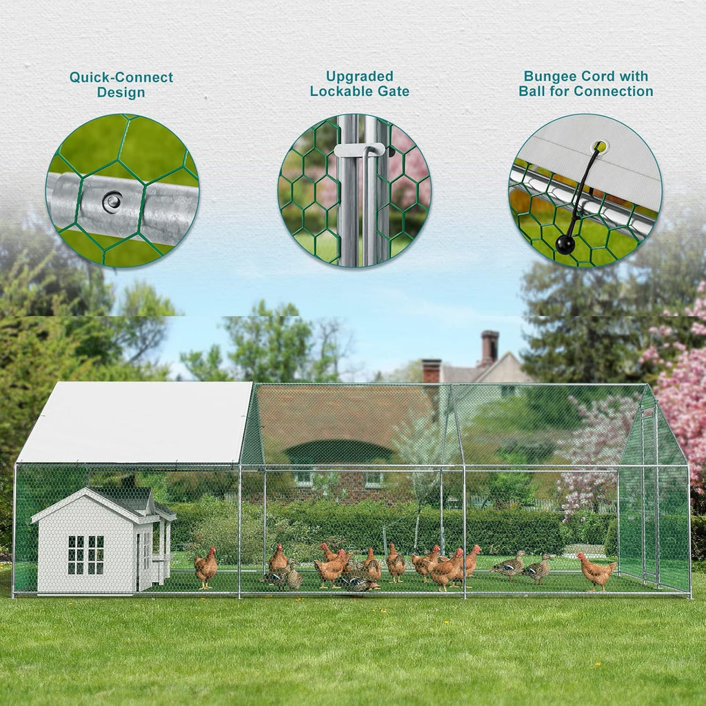 Metal Chicken Coop Galvanized Steel Walk-in Poultry Cage Z977848