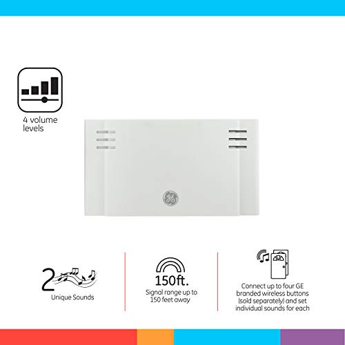 White Wireless Doorbell Kit with 2 Push Buttons and 8 Melodies L313639