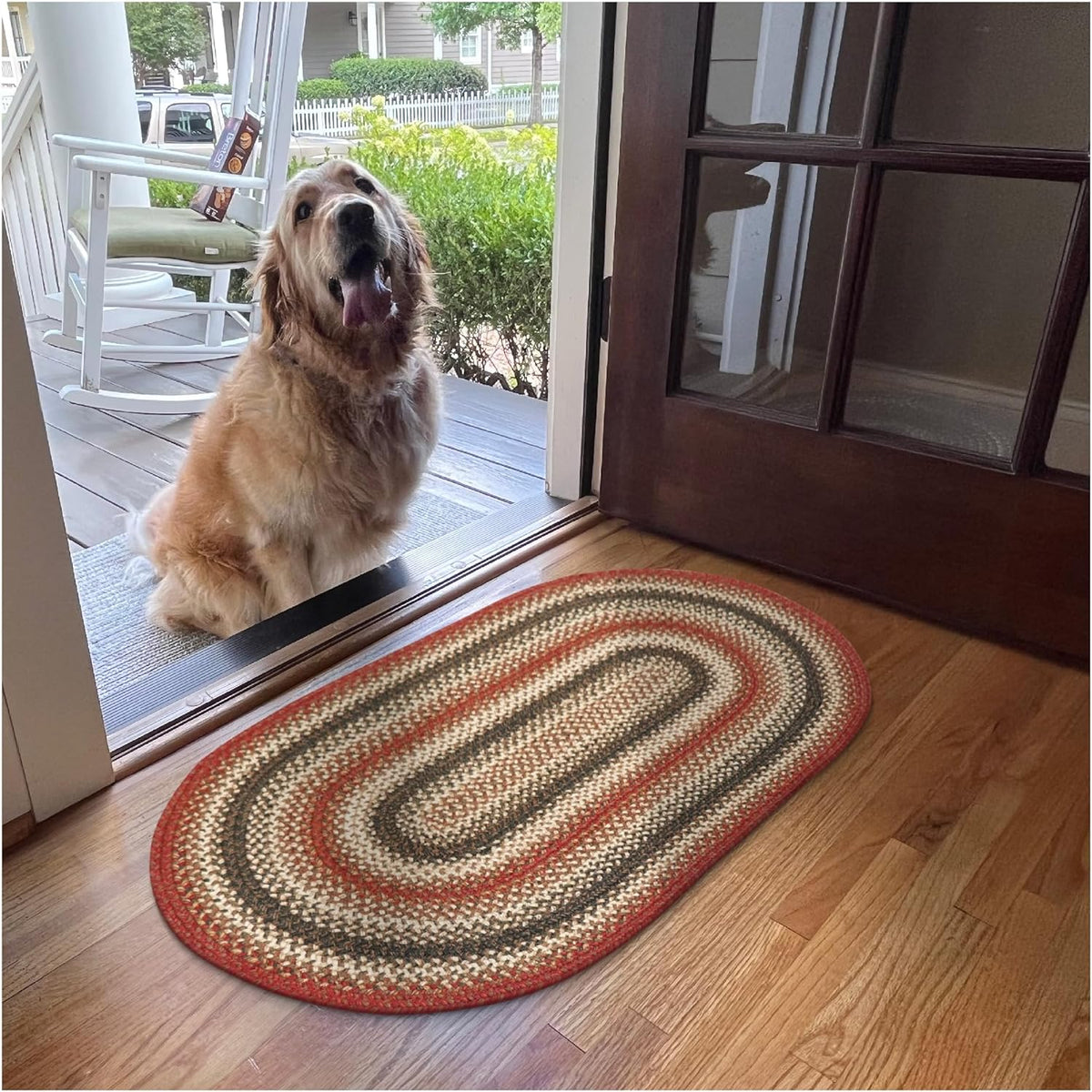 Red Braided Rugs 27x45 Oval F104