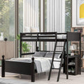 Twin Over Full Wood Loft Bunk Bed with Cabinet E292786