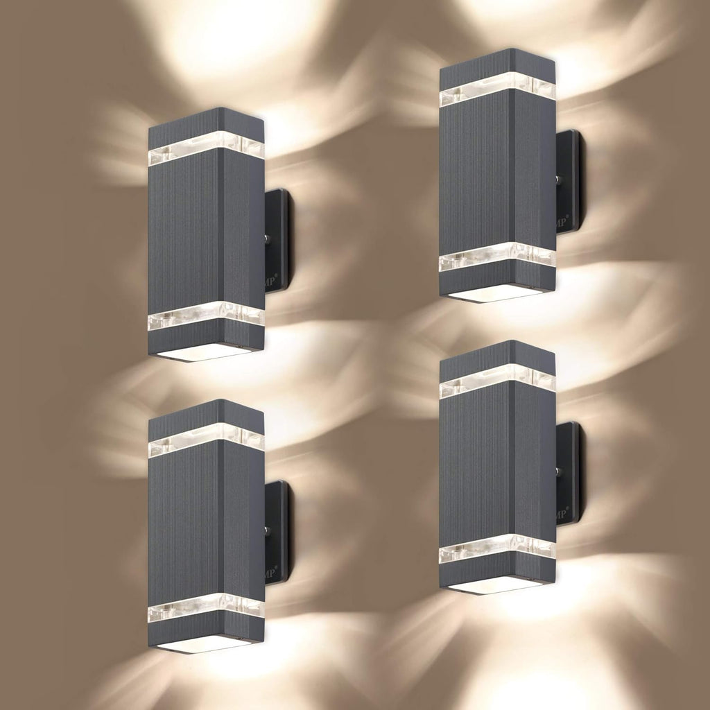 2 Pack LED Square Up and Down Outdoor Wall Light Aluminum Waterproof 3000k 5W E2618