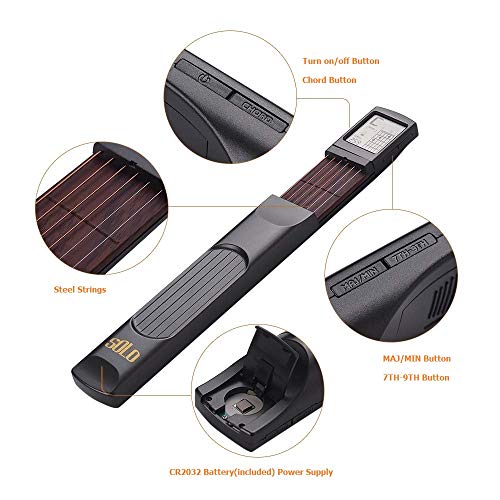 Portable Guitar Chord Practice Tool with Rotatable Chords Chart Screen M37126