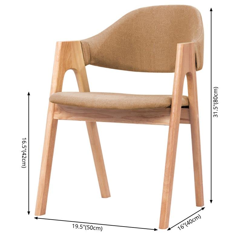 4-Piece Upholstered Arm Chair Natural Wood Side Chair H9325