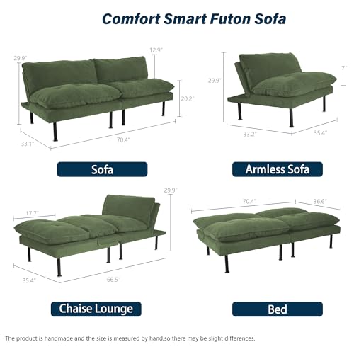 Green 4 in 1 Convertible Futon Sofa Bed P93905