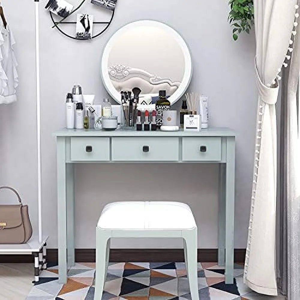 Light Green Small Writing Desk with Drawers S392327