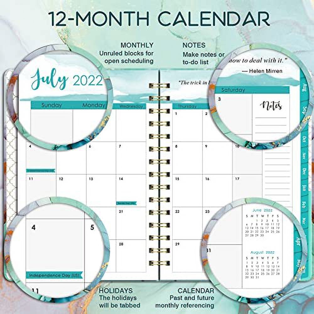 Green 6.3" x 8.4" Weekly & Monthly Planner with Twin-Wire Binding W288166