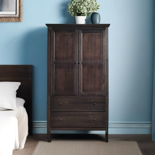 Solid Wood 2-Door Wardrobe with Walnut Finish P59855