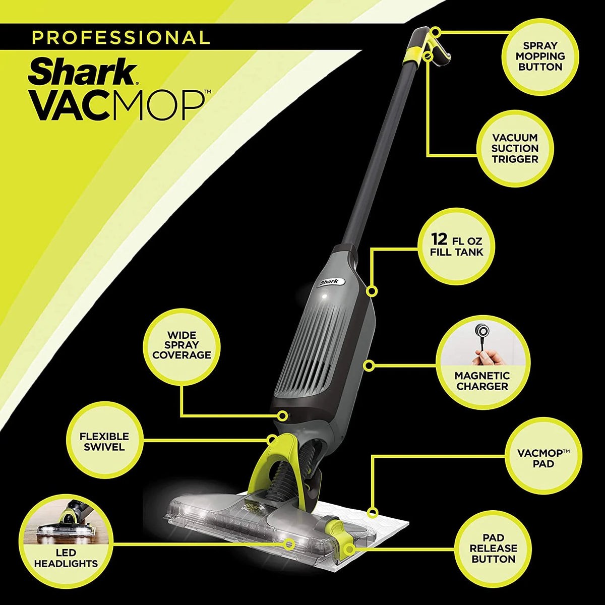 Charcoal Gray Cordless Hard Floor Vacuum Mop A6473