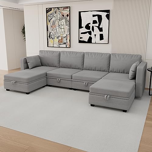 Navy U Shaped Sectional Sofa with Storage I8606