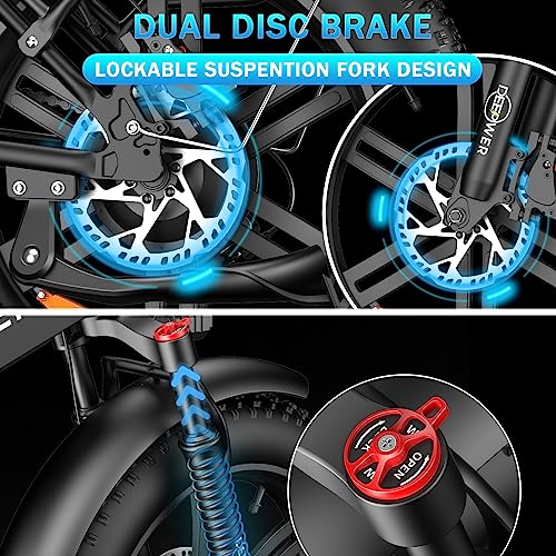 1000W 48V 20AH Removable Battery 7-Speed 20" x4.0 Fat Tire Electric Folding Bike T1262