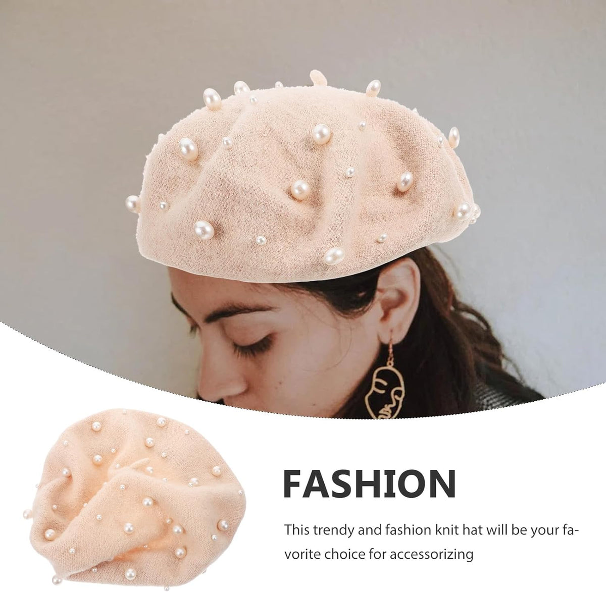 Beige Cashmere Wool Beret K911