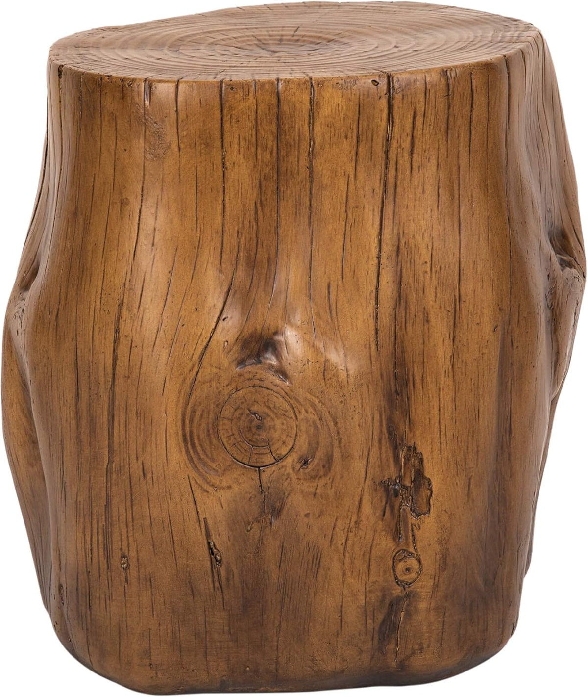 Faux Wood Stump Stool Accent Table Brown Set of 1 P2166