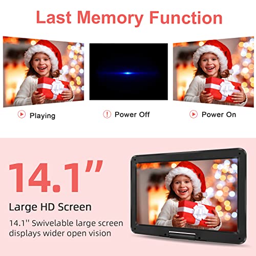 16.9" Portable Mobile DVD Player with 14.1" Large Swivel Screen with 6 Hrs Rechargeable Battery (Blue) J27808