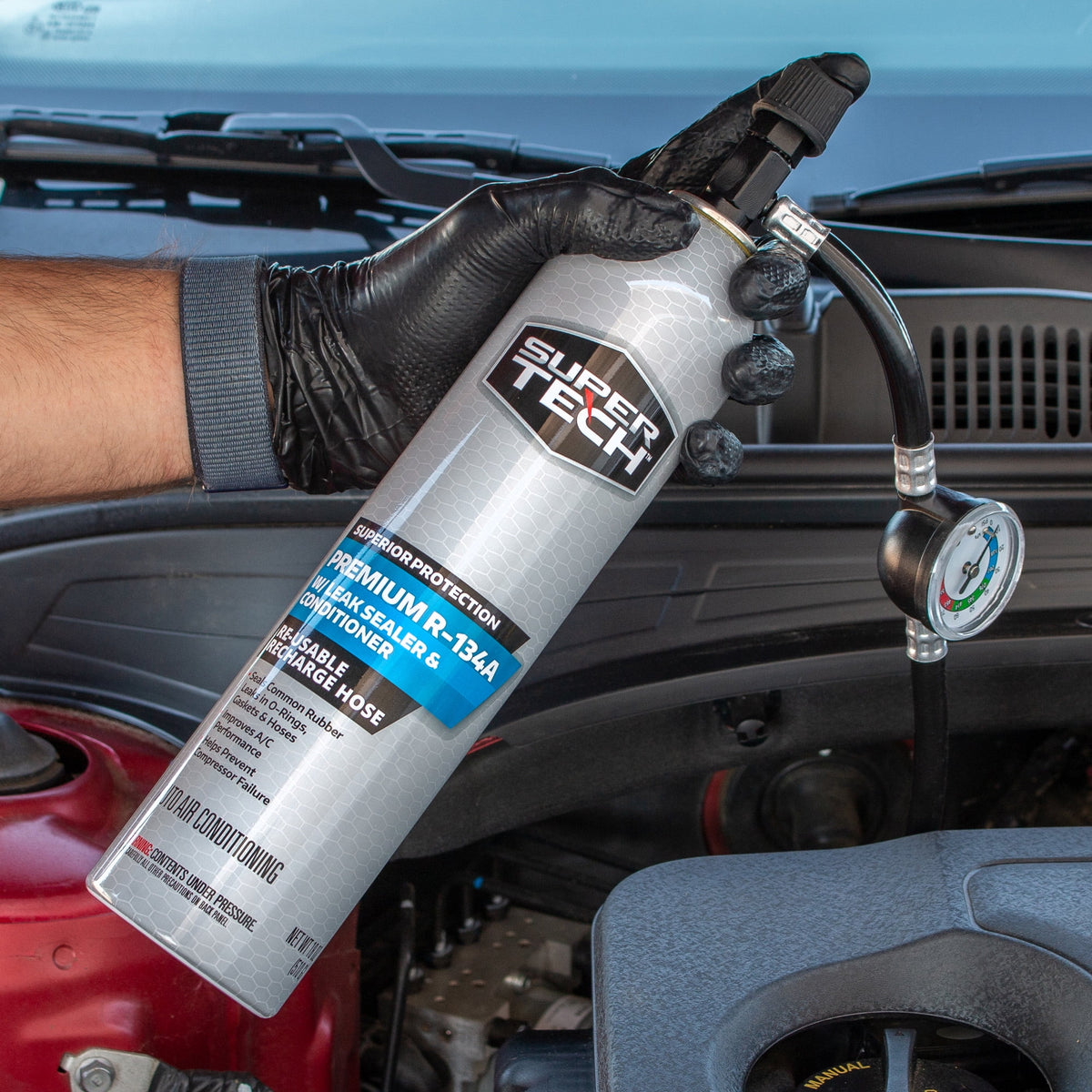 18 oz Automotive Refrigerant with Reusable Hose and Gauge K277