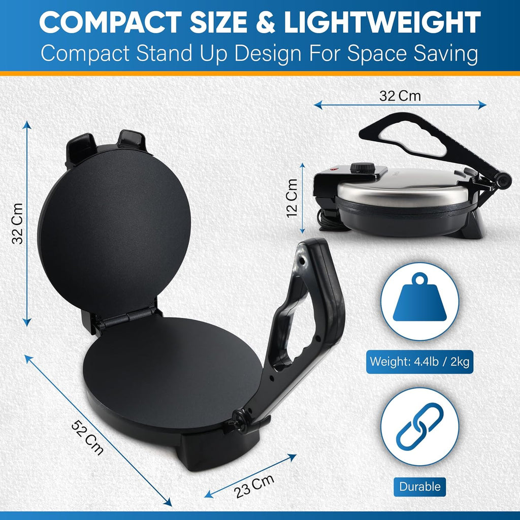 10inch Stainless Steel Non-Stick Electric Roti Maker with Removable Handle X9393