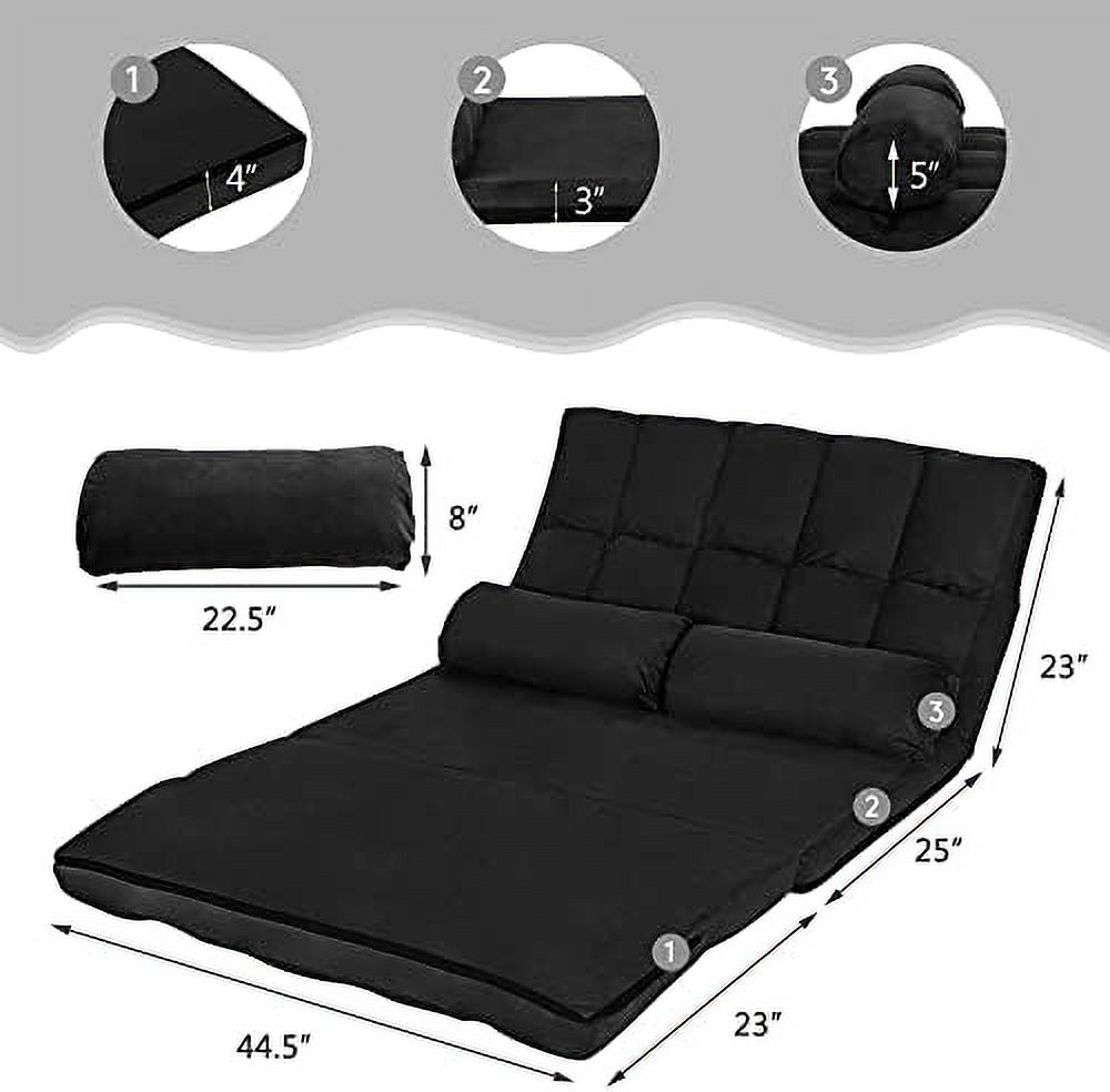 Foldable Floor Sofa with 2 Pillows & Suede Cloth Cover I99191