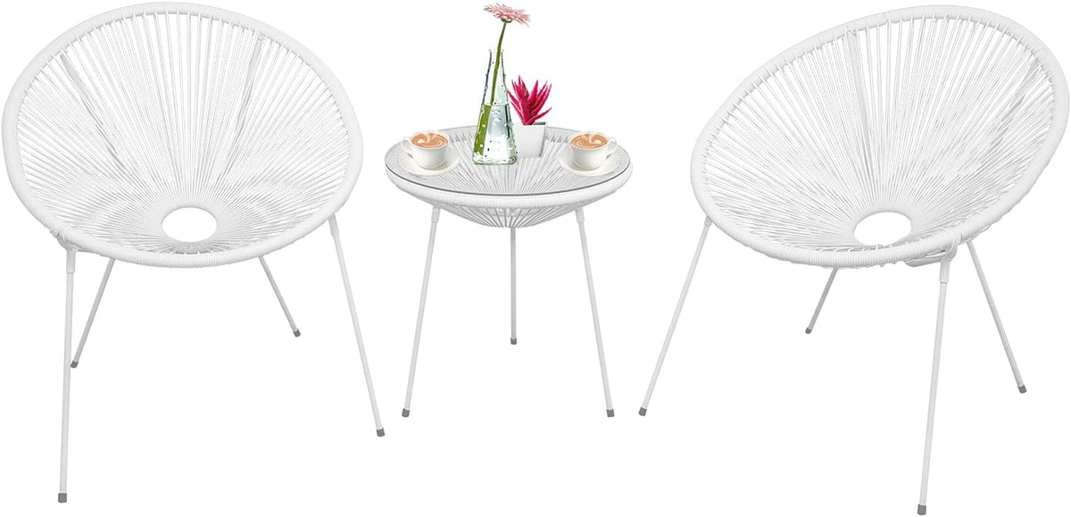 3-Piece All-Weather Outdoor Acapulco Bistro Set with Glass Top Table M133